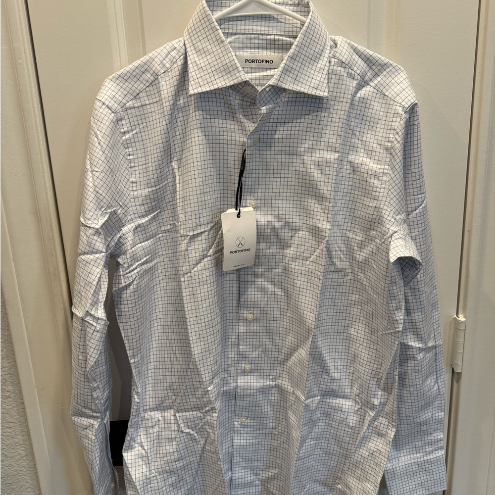 Men's Light Blue Checkered Dress Shirt